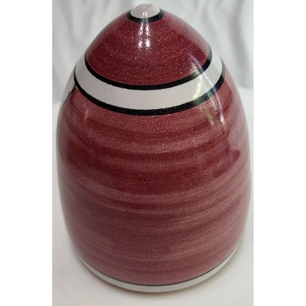 Santa Claus Columbia Falls Red Clay Ceramic Hand Painted Round Figurine Vintage